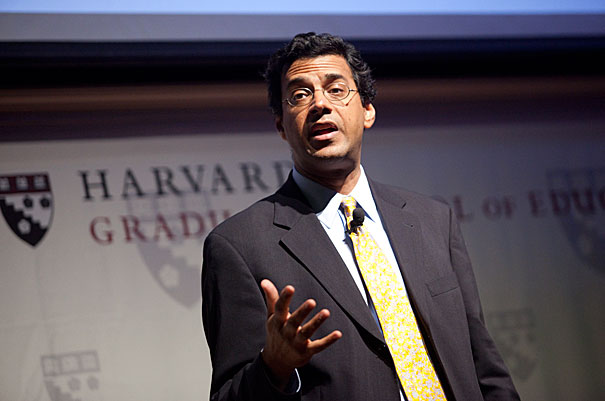 Atul Gawande’s Askwith Forum talk covered observations from sports and music, as well as anecdotes from his career — including his experience working with a surgical coach. In addition to suggesting some technical changes (like changing the position of his elbow), the coach also “pointed out the ways I’d missed opportunities to help the team perform better,” Gawande said. After making changes and re-focusing on small details, “I saw my complication rates go down.”