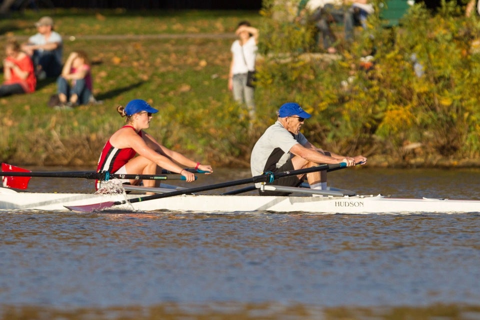 They give it the old heave-ho, racing past spectators sprawled along the Charles on a springlike October day.