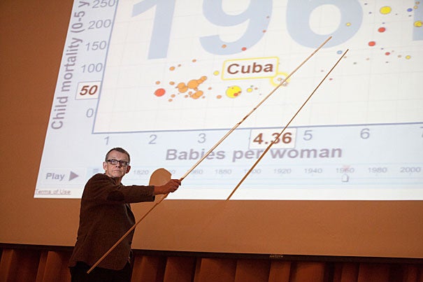 For Hans Rosling, a physician and co-founder of the Gapminder Foundation, busting myths is a full-time job. Rosling delivered the Department of Statistics' Pickard Memorial Lecture on Oct. 25, the day after winning the Harvard Foundation's Peter J. Gomes Humanitarian Award.