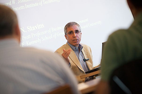 "My view is that the best thing that Harvard can do [to combat climate change] is to carry out first-rate research, combined with the best possible teaching, and effective outreach to the public sector and the private sector. That’s our comparative advantage," said Robert Stavins, Albert Pratt Professor of Business and Government at Harvard Kennedy School.