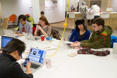 During Hack Week, which was held at the i-lab, students regularly worked until 1 or 2 a.m. and pulled at least one all-nighter, Friday night’s “hack-a-thon” — a 9 p.m. to 6 a.m. push to help students finish their projects in time for “demo day” on Sunday.