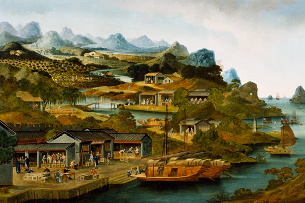 The Production of Tea, 1790-1800, Guangzhou, China, Oil on canvas. Peabody Essex Museum