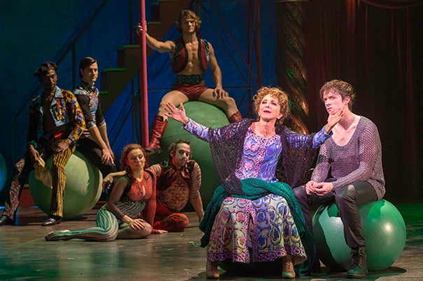 Actors Andrea Martin (left) and Matthew James Thomas rehearse for the American Repertory Theater's smash production of "Pippin."