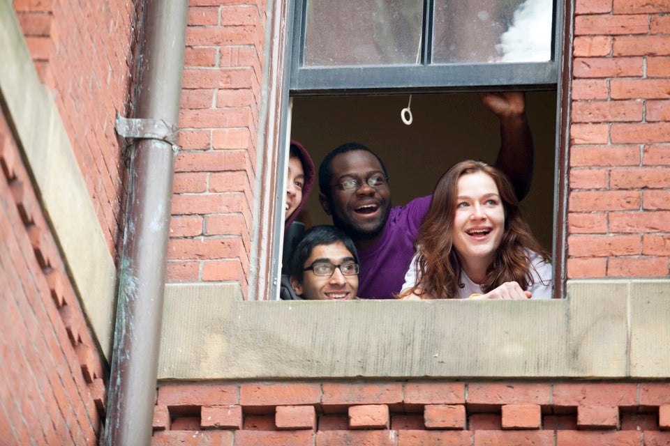 Freshmen in Weld Hall eagerly await news of their homes-to-be.