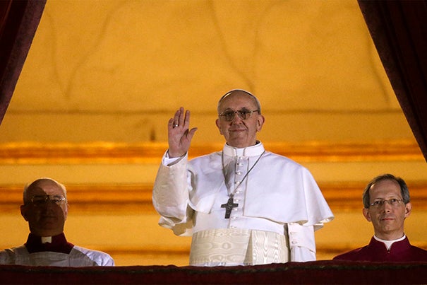 Pope Francis waved to the crowd from the central balcony of St. Peter's Basilica at the Vatican after being elected as the 266th pontiff of the Roman Catholic Church on Wednesday. Harvard professors discuss the selection of Vatican’s first Jesuit leader, which marks a shift for the 2,000-year-old institution.