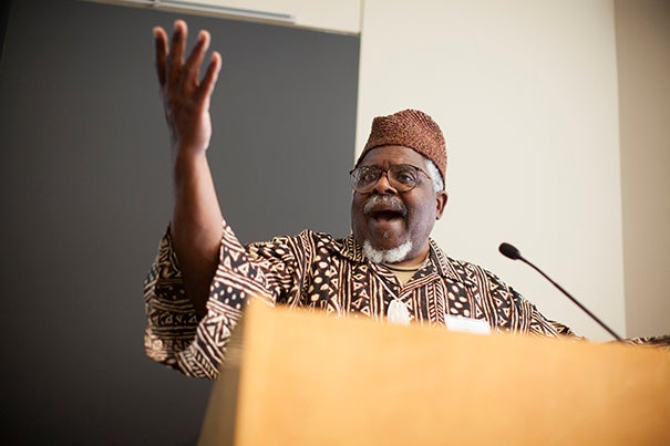 Through the “Divine Space and Sacred Territories” conference, the visiting scholars from New England, New York, Georgia, Florida, and Nigeria touched on Yorùbá, its Caribbean cousin Vodou, and other practices from humankind’s genetic ancestral home. “We are all Africans,” said keynote speaker Baba John Mason (pictured).
