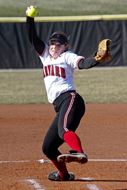 Pitcher Jamie Halula ’16 winds up. Halula pitched all five innings of a run-rule shortened game and came away the winner as the Crimson defeated Princeton, 11-3, in the second game of a doubleheader.