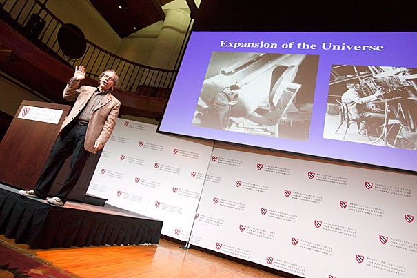 Lawrence Krauss, who said satire and ridicule are important because they get people to think, poked at religious creation myths and science-averse politicians during his talk at the Radcliffe Institute.