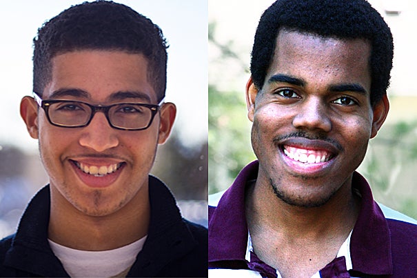 Joshua Scott (left) and Alexander Moore are the 2013 Hill-Stephens Scholars, an honor awarded to two African-American sophomores or juniors at Harvard College.