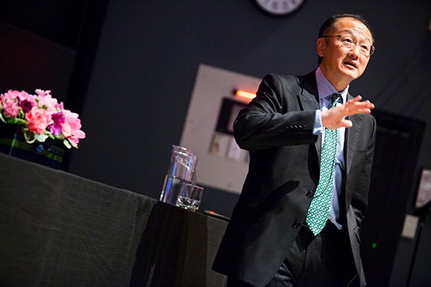 “It’s the first time in history that the world has said we can end poverty as we know it,” Jim Yong Kim, president of the World Bank Group, told his Harvard audience.