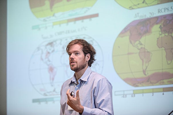 Professor of Earth and Planetary Sciences Peter Huybers spoke at “2013 Humanitarian Action Summit: Climate and Crisis,” which included an overview of climate change as well as talks on climate change and food security, conflict and migration, humanitarian aid, climate predictions, and related initiatives in humanitarian organizations. 