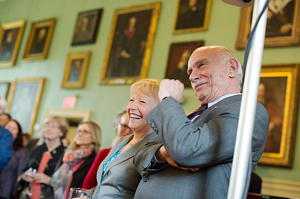 Michael Shinagel was recognized as the longest-serving dean in Harvard history during his retirement celebration at the Faculty Club. Shinagel will leave his post as dean of continuing education and University Extension at the end of the academic year.