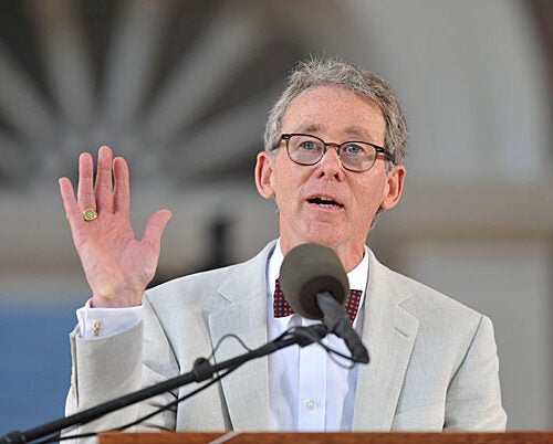Carl Muller, the president of the Harvard Alumni Association, announced the results of the annual election. Muller '73, M.B.A. '76, J.D. '76, spoke during the Afternoon Program at Harvard's 362nd Commencement.