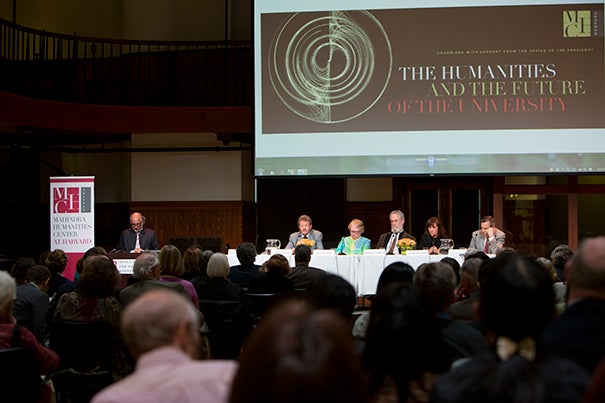 A panel of experts met in early May for “The Humanities and the Future of the University.” Convened by the Mahindra Humanities Center and funded by the Office of the President, the discussion explored ways of reviving interest in the reflexive and analytical disciplines that make up humanistic study.