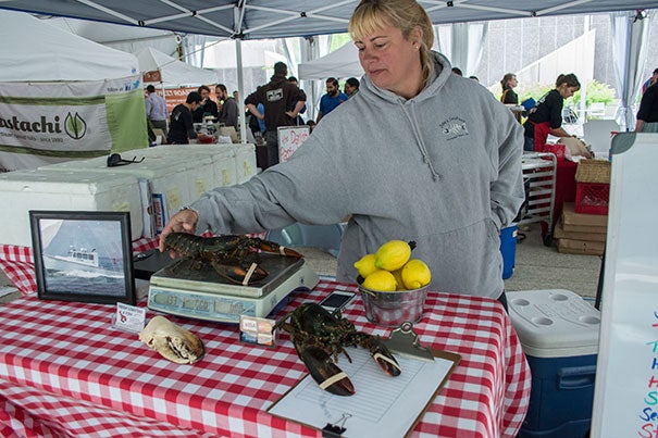 Carolyn Manning runs C&C Lobster out of Hull, Mass., and brings fresh seafood, most notably lobsters, to the Farmers' Market at Harvard.