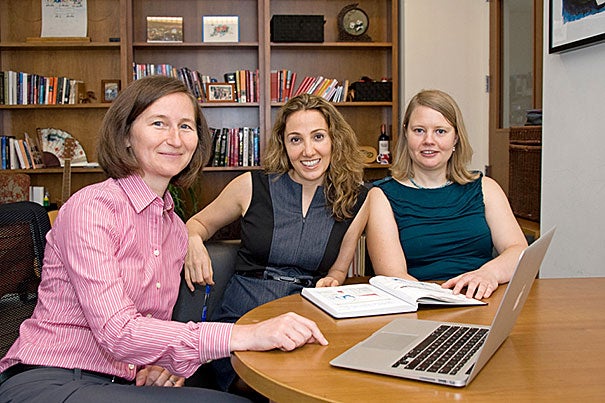 Regina LaRocque (from left), Pardis Sabeti, and Elinor Karlsson have uncovered evidence of genetic changes that might  help protect some people from contracting cholera.