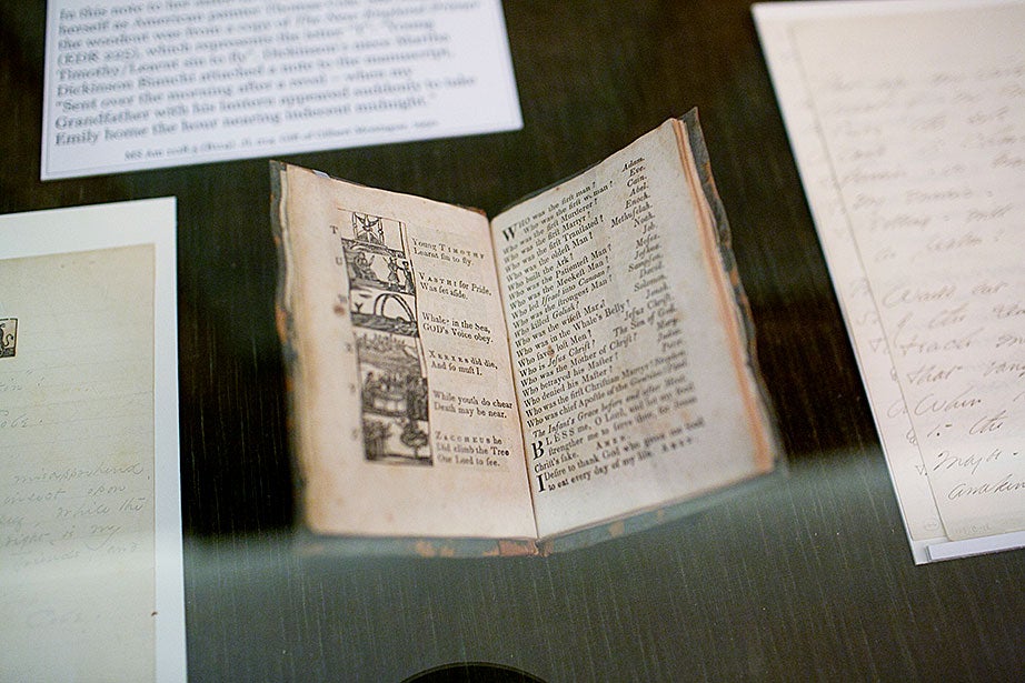 Items from the Emily Dickinson collection are included in the Keats Room cases.