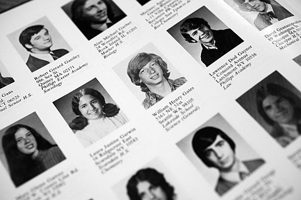 Bill Gates as pictured in his freshman yearbook. Gates attended Harvard from 1973 to 1975.