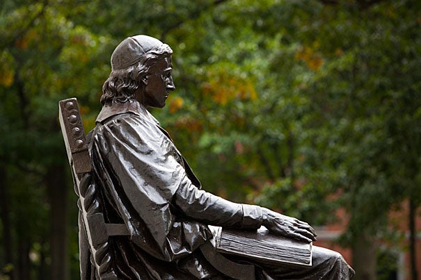 “What else do you do when you come to Harvard Yard? Everybody you know has a picture in front of the statue,” said 300th Anniversary University Professor Laurel Ulrich, who is looking closely at the John Harvard Statue in her class “Tangible Things: Harvard Collections in World History.”