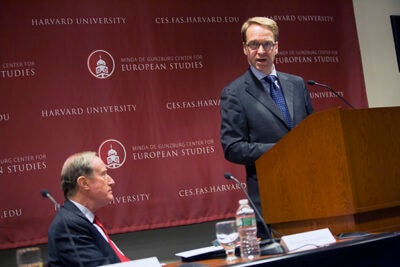 Jens Weidmann, president of the German Central Bank, delivered the inaugural speech at the Center for European Studies’ European Economic Policy Forum, telling the crowd that "piling more and more stabilization tasks onto monetary policy, stability will prove ever more elusive."