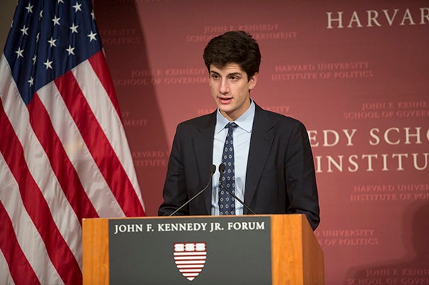 Jack Schlossberg (photo 1), grandson of President John F. Kennedy, presented the New Frontier Awards to U.S. Rep. Tulsi Gabbard (photo 2), a Hawaiian Democrat and a combat veteran who served two tours in the Middle East, while Charles Best (photo 3), a former Bronx high school teacher, was recognized for creating in 2000 the website DonorsChoose.org. 