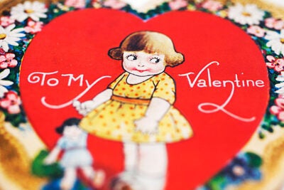 This cute valentine is one of many quirky and earnest vintage keepsakes unearthed from the Harvard University Archives and the Schlesinger Library. Stephanie Mitchell/Harvard Staff Photographer