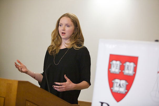In describing the basis of her website and app, Impossible.com, Lily Cole asked her Harvard Law School audience to consider this: “Imagine everybody in this room was there to support you. ... Imagine if everybody in the world you knew would support you if you needed it. The small price to pay is that where you see the opportunity to help another, you can and you do."

