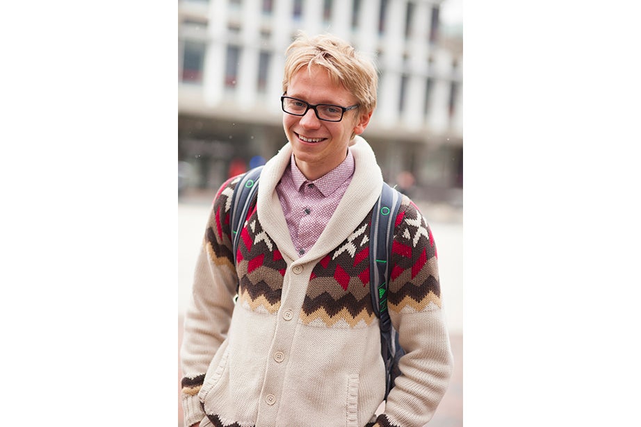 “This is balmy to me. I’m from Minnesota!” said freshman Luke Heine. “My style is very esoteric. This sweater is a bit Vail, Colo. — skiing some mountains, hot-tubbing at night.” 