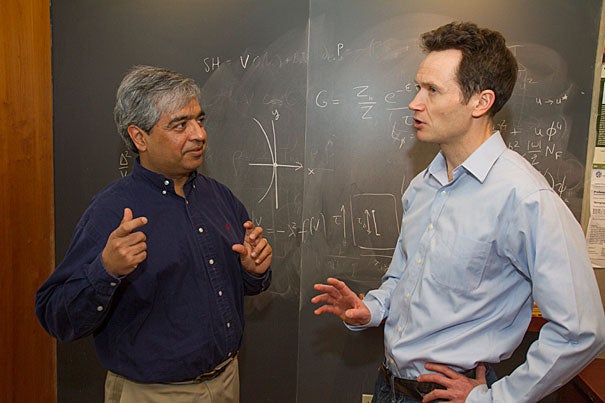 Harvard's Department of Physics recently won a $1 million award from the Moore Foundation to study quantum systems. Physics Professor Subir Sachdev (left) submitted the competition proposal, along with colleagues Eugene Demler and Bertrand Halperin (not pictured). 