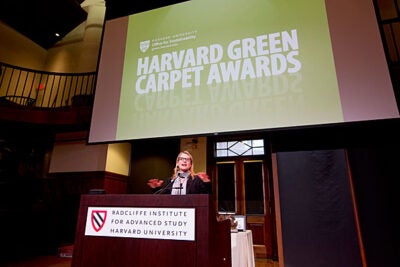 “One of our goals as a university must be to develop replicable solutions that can be applied inside and outside Harvard,” said Office for Sustainability Director Heather Henriksen, during the Green Carpet Awards held earlier this week at Radcliffe's Knafel Center.