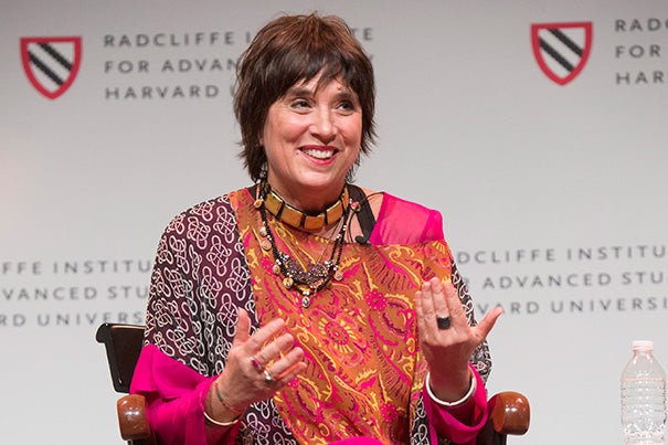 Eve Ensler shared her story during the opening of the Radcliffe conference “Who Decides? Gender, Medicine, and the Public’s Health.” 