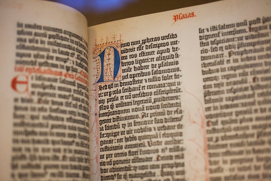 Johann Gutenberg’s 1454-55 Latin Bible is one of the collection’s main attractions.