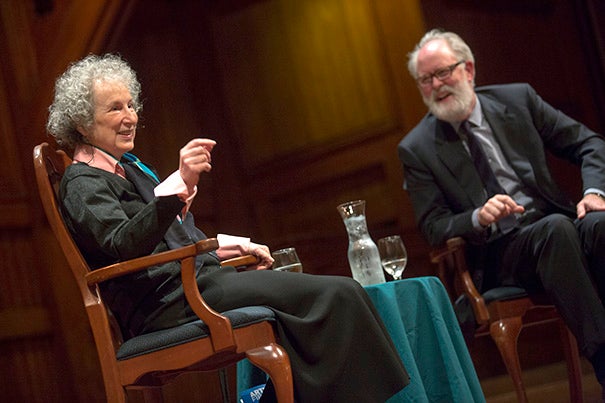 Atwood discussed her work with John Lithgow before receiving the Arts Medal. 