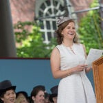 Harvard Alumni Association President Catherine A. "Kate" Gellert '93 announced the results of the annual Board of Overseers election at Harvard's  Afternoon Exercises on Commencement Day. 