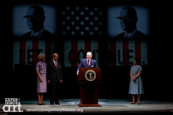 The American Repertory Theater's “All the Way,” a searching look at President Lyndon B. Johnson’s first year in office, nabbed the award for best play. Bryan Cranston (center) also received a Tony for best actor.