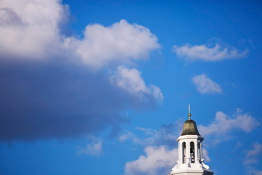 The tower at Baker Library (1927) at Harvard Business School. 