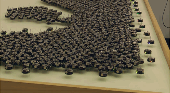 The Kilobots, a swarm of one thousand simple but collaborative robots