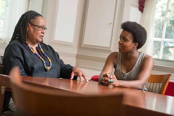 “I understood the value of mentoring because I had lots of mentors,” said Harvard Professor Evelynn M. Hammonds, who mentored Savannah Turner (right) as part of the Summer Research Opportunities at Harvard program. Turner is a junior at Wesleyan University.