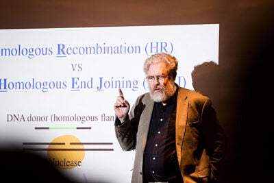 In his talk, “Adapting Species to a Changing World: The Potential of Genome Editing,” Professor George Church spoke about his efforts to engineer a mammoth from its closest living relative, the African elephant, while also discussing the primary goal of such technology: improving human health. 