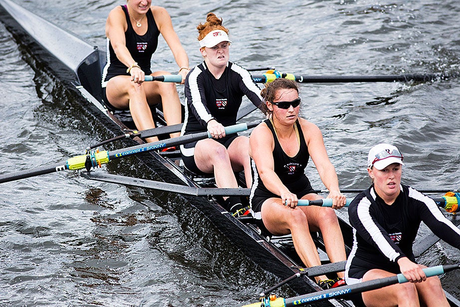 The women give it their all during the Head of the Charles. 