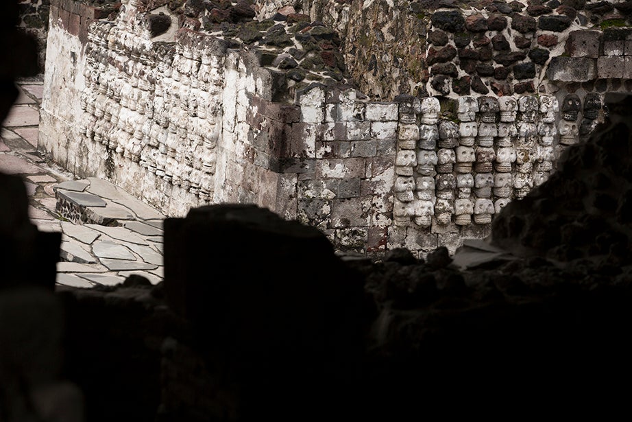 The view inside the archaeological zone of the Museo del Templo Mayor. Stephanie Mitchell/Harvard Staff Photographer