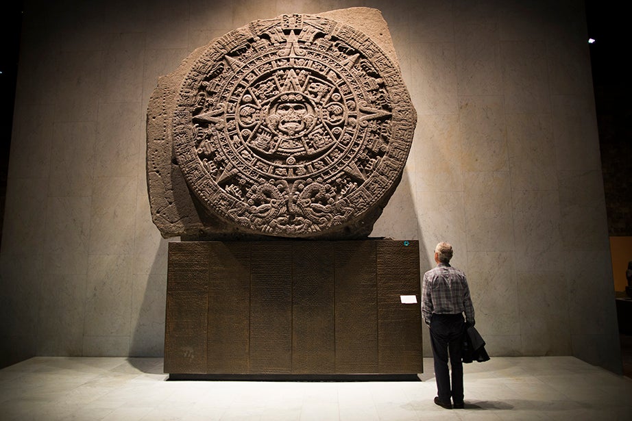 The Aztec sun stone at the Museo Nacional de Antropología. Stephanie Mitchell/Harvard Staff Photographer