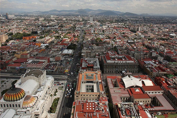 Air quality in Mexico City is influenced by the bowl-like valley it sits within, surrounded by pollution-trapping mountains like those in this 47-story view (photo 1). Heavy traffic accounts for most of the air pollution in this megacity of 22 million residents (photo 2). Yet it also has the largest bike-sharing program (photo 3) in Latin America — one of many attempts to improve the city’s environment and quality of life. 

