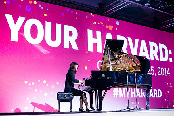 Harvard's support of the arts was clearly reflected at a Texas-sized Your Harvard celebration last Friday with performances by Steinway pianist Eveyln Chen ’90 and Alison Brown and Friends.