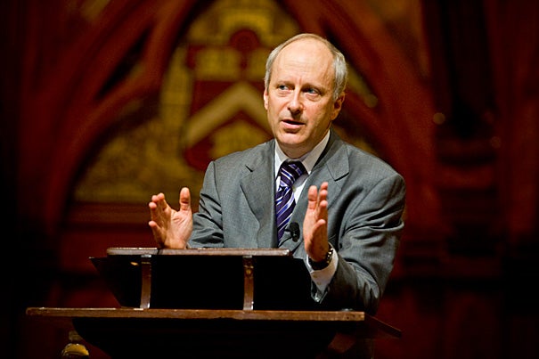 Harvard Professor Michael Sandel will present a special edition of his ongoing  “Public Philosopher” lectures for the BBC, which will air Jan. 20 as part of its “Democracy Day” programming. 
