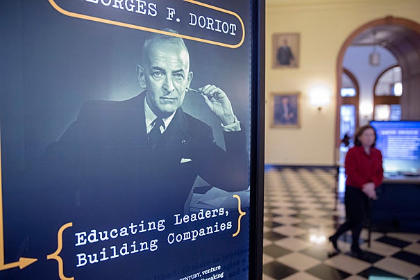 An exhibition at Harvard Business School's Baker Library celebrates the rich career of one of the School's most influential faculty members, Georges F. Doriot.