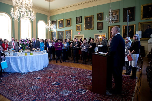 “Our faculty are able to do the work they do and our students have access to the exceptional educational programs we offer here at Harvard because of the individuals in this room and the incredible work they do,” said Edgerley Family Dean of the Faculty of Arts and Sciences Michael D. Smith.