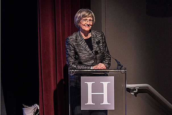 Harvard President Drew Faust delivered opening remarks at Your Harvard: Seattle at the Seattle Art Museum. 