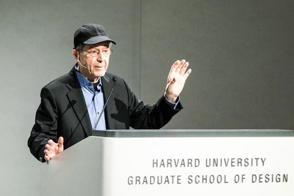 Composer Steve Reich spoke to the GSD audience about “WTC 9/11," his haunting composition written during the construction of the 9/11 Memorial. The piece demonstrates the medium’s unique ability to recall not only the defining moment of loss, but the trauma that continually threatens to erase it from memory. 