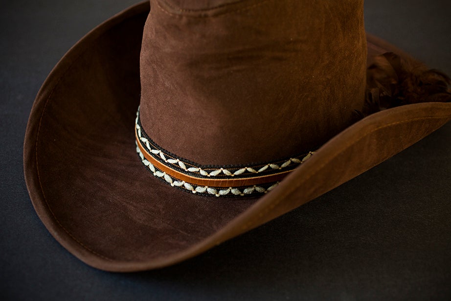 A dark brown suede cowboy hat, signature headgear of lawyer, feminist, and civil rights activist Florynce Kennedy, 1916-2000. (Schlesinger Library)